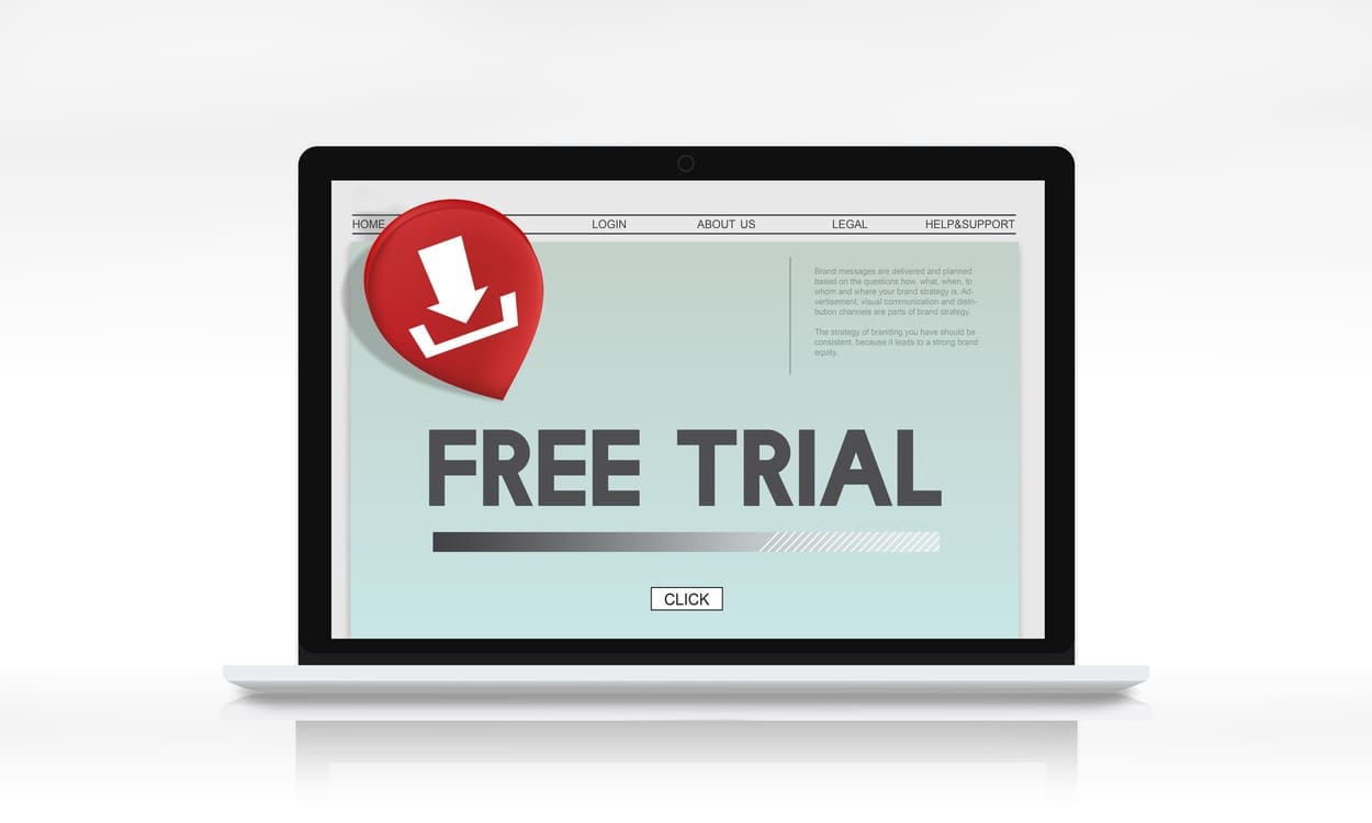 computador con texto free trial